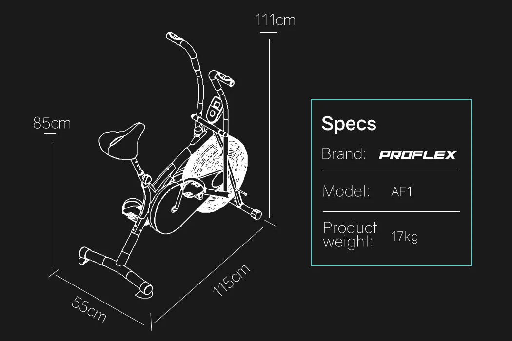 Adjustable Resistance Air Bike with Pulse Sensor, Proflex