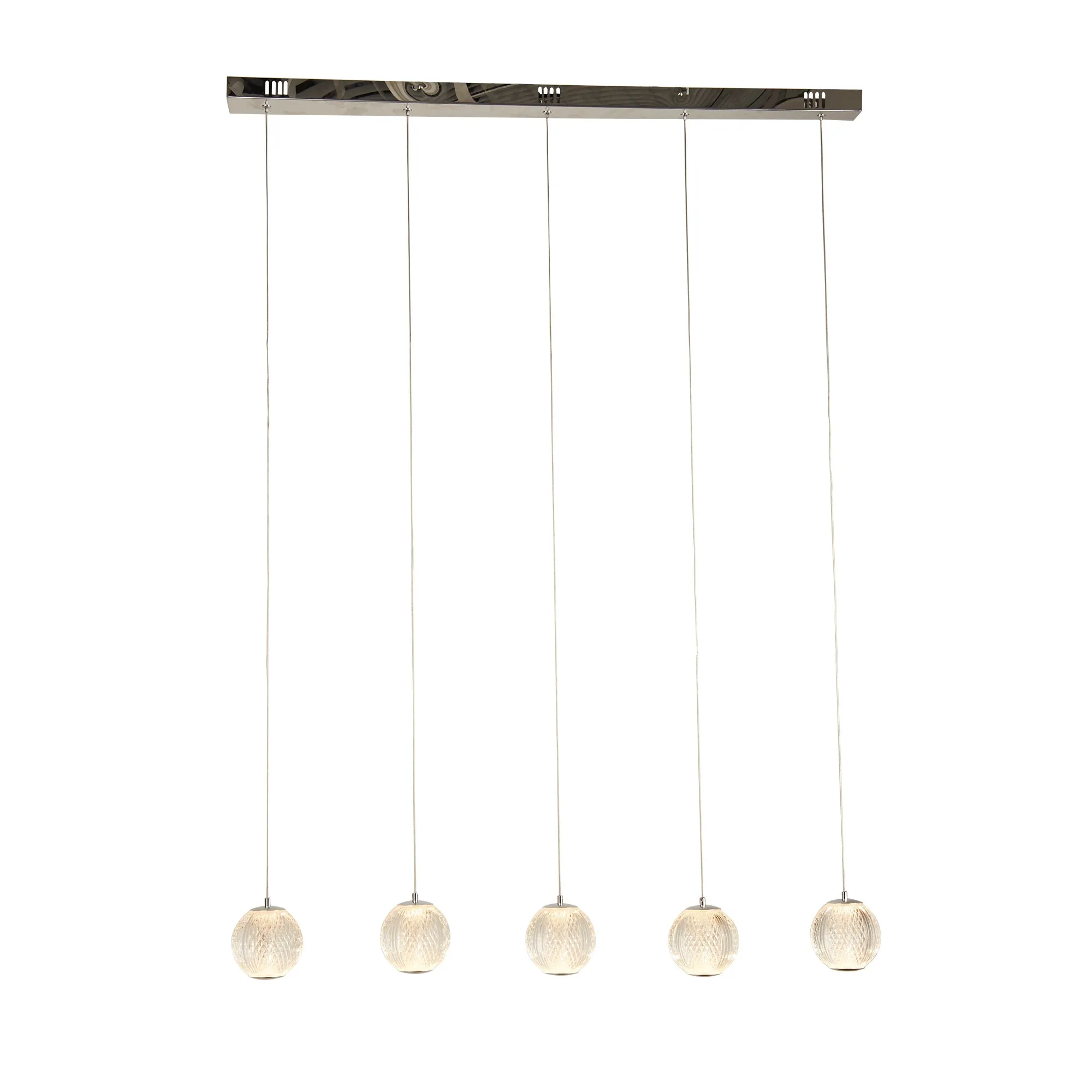 Allure Chrome 5-light Ceiling Bar Pendant - Clear Acrylic Shades