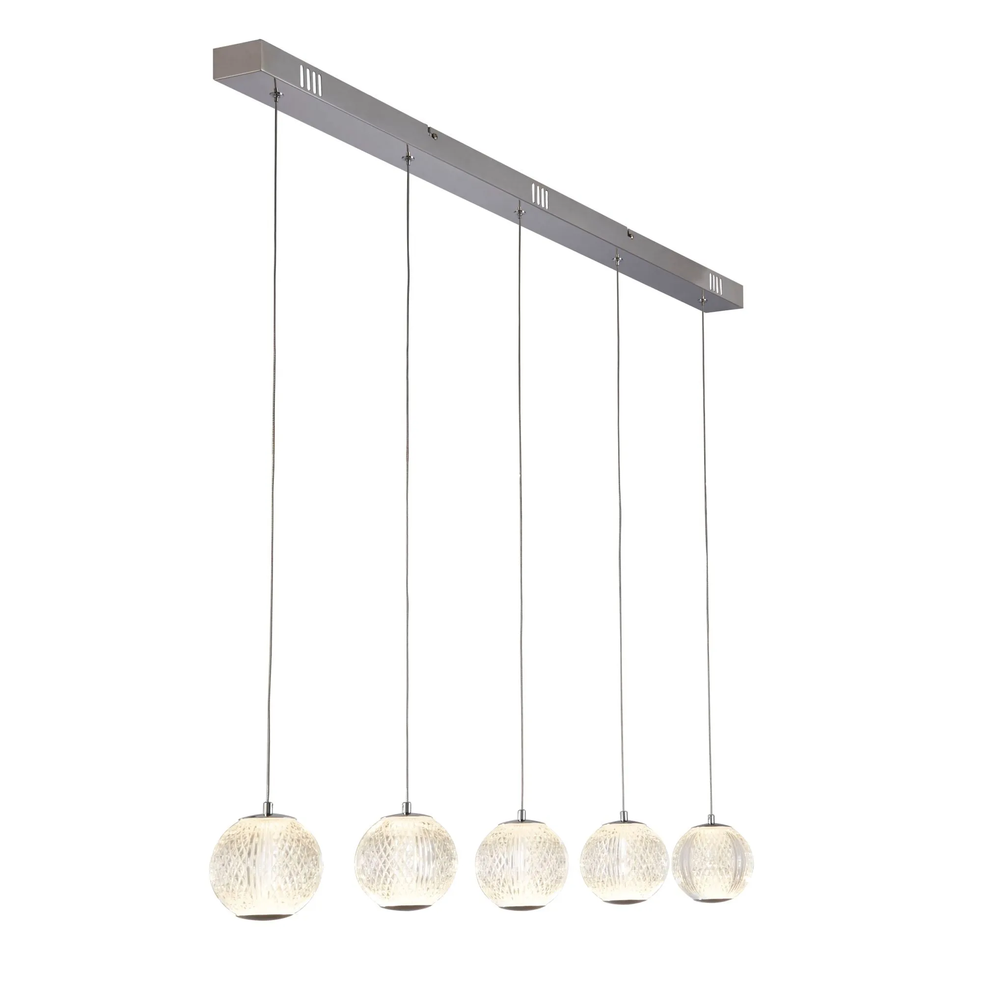 Allure Chrome 5-light Ceiling Bar Pendant - Clear Acrylic Shades