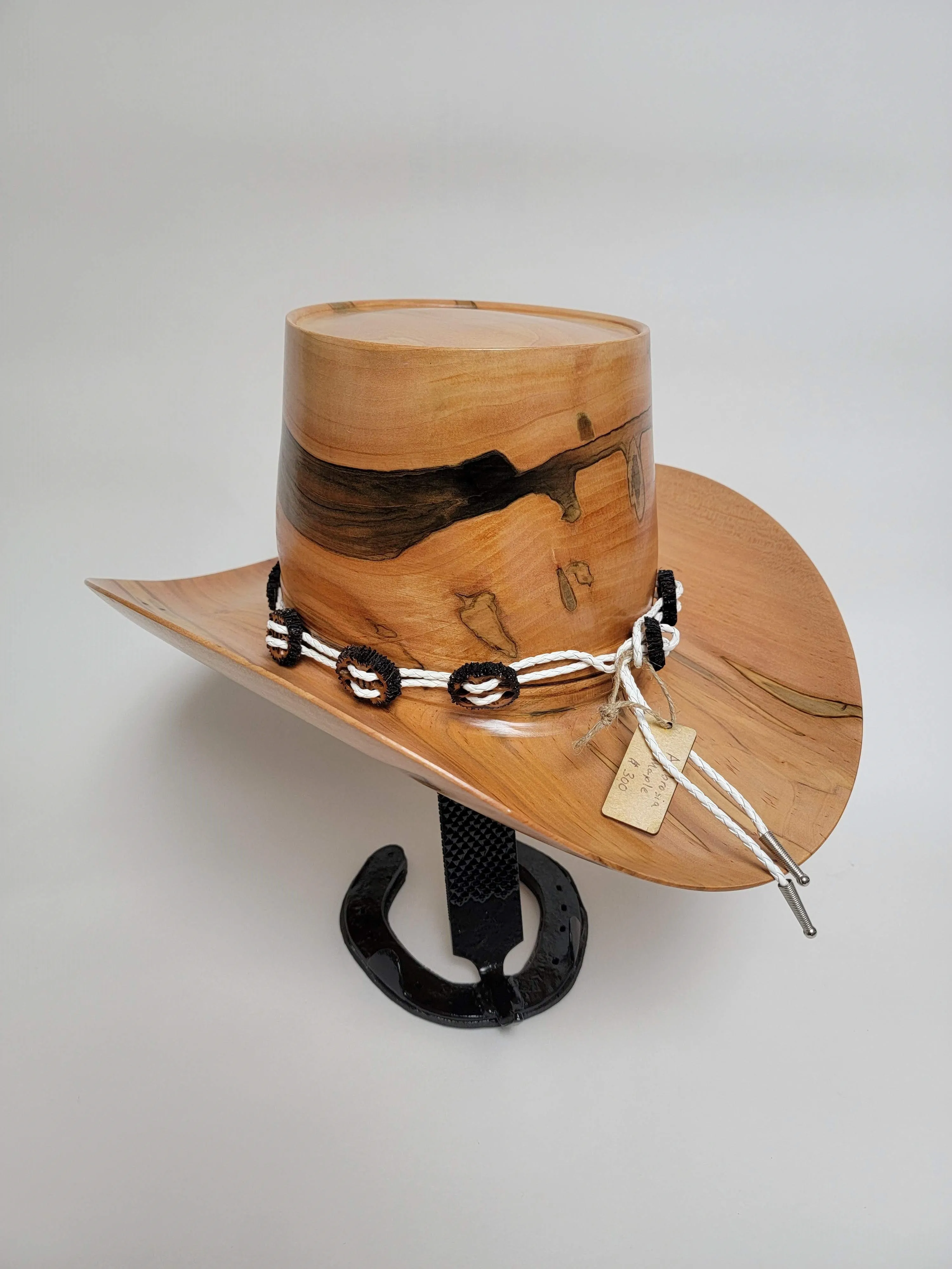 Ambrosia Maple Cowboy Hat - Rare Wood Turned Men's Headwear