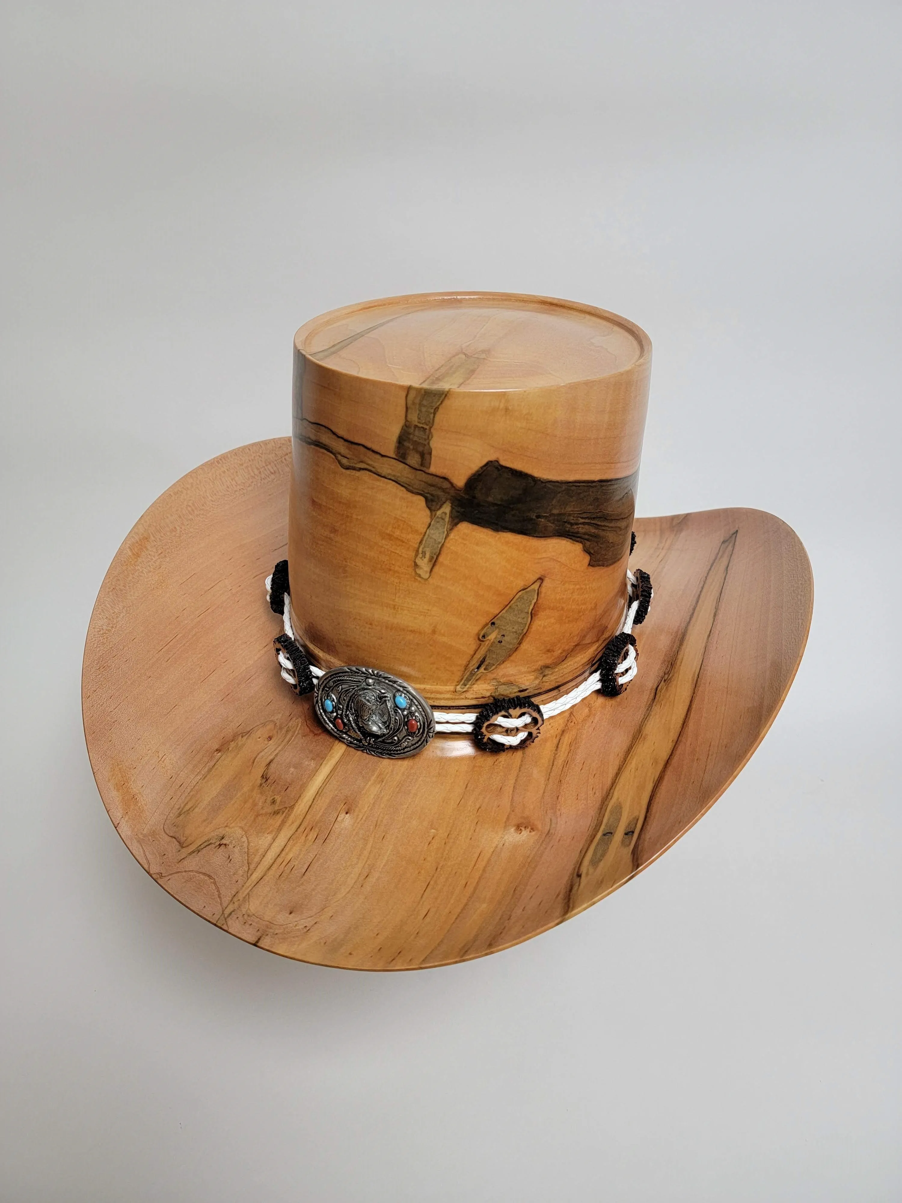 Ambrosia Maple Cowboy Hat - Rare Wood Turned Men's Headwear