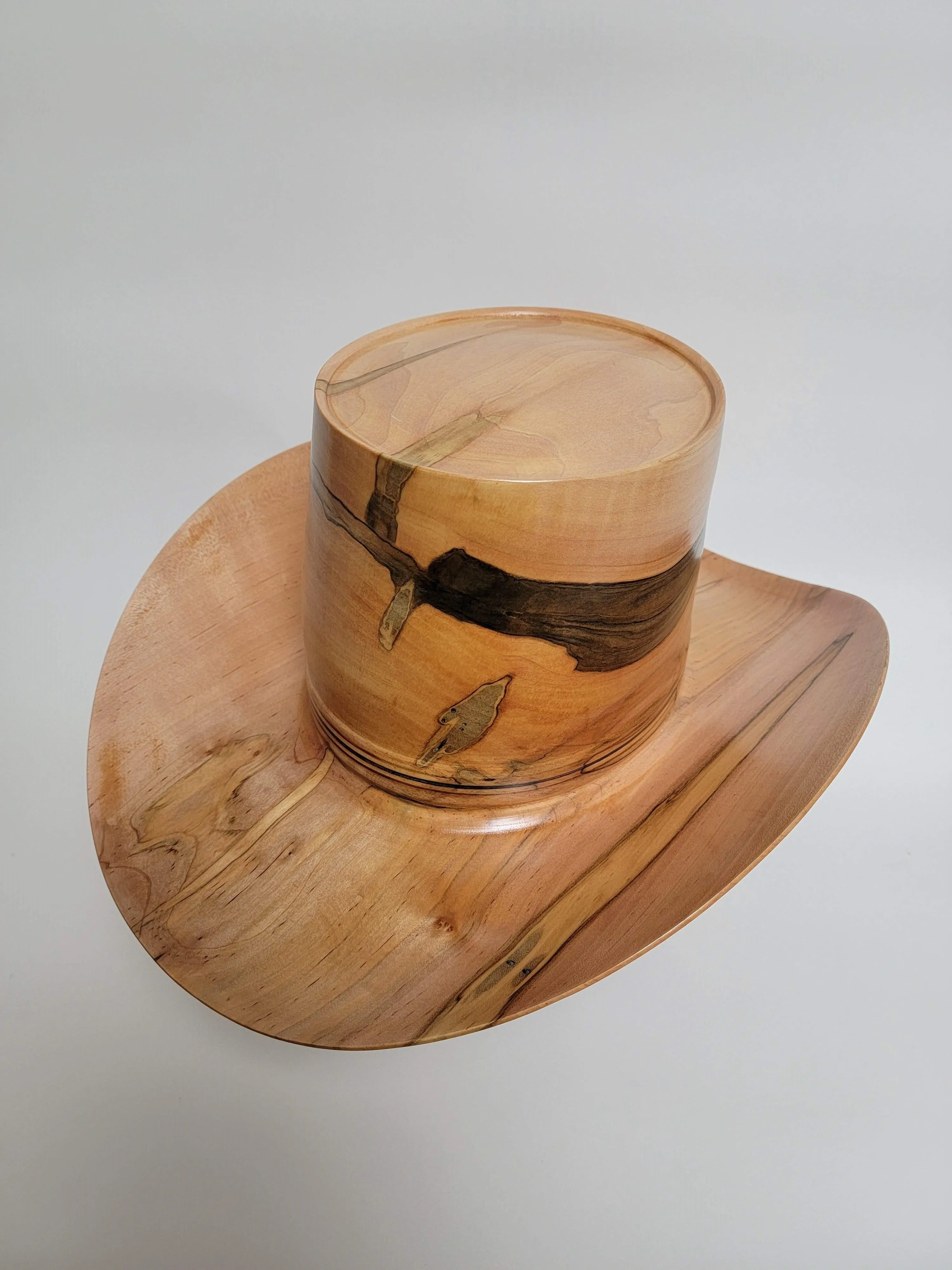 Ambrosia Maple Cowboy Hat - Rare Wood Turned Men's Headwear