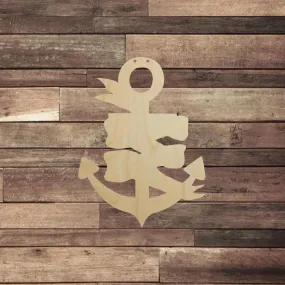 Anchor with Banner Wood Craft Cutout