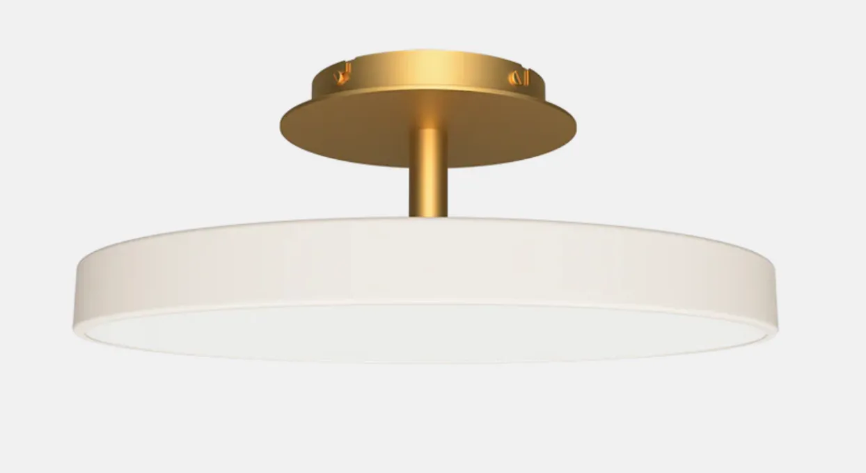 AST Medium Semi-Flush Disc in Pearl White & Brass - ID 13531