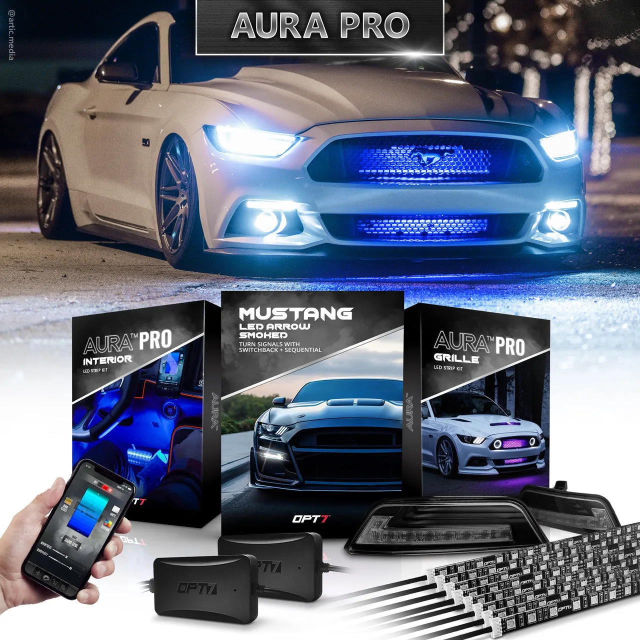 AURA PRO 15-17 Mustang: Arrow Turn   Interior   Grille w- Bluetooth