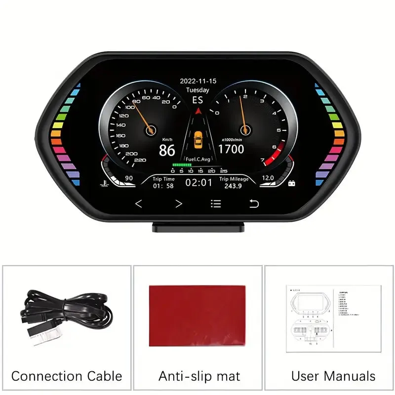 Automotive 3-in-1 OBD2 GPS Tilt Meter HUD