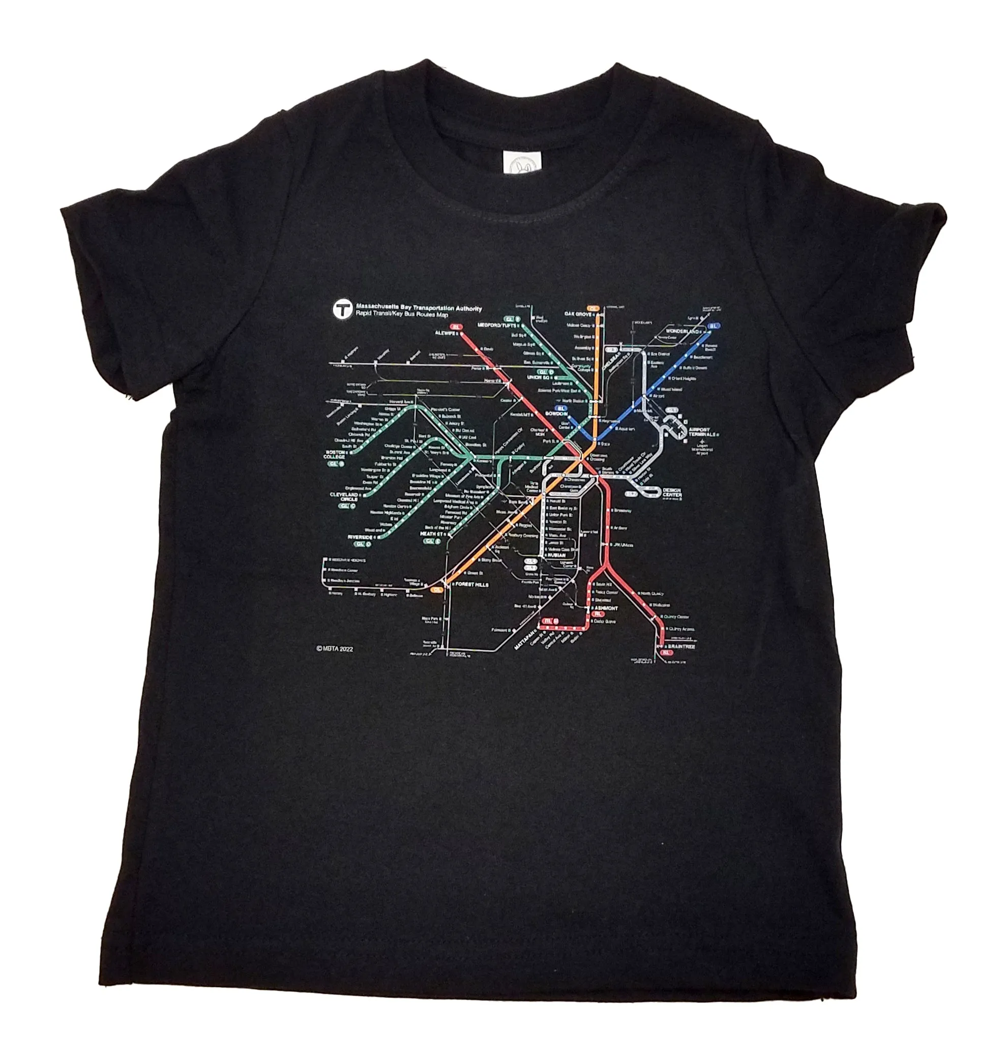 Black T-shirt with MBTA Rapid Transit Map (TODDLER/YOUTH)