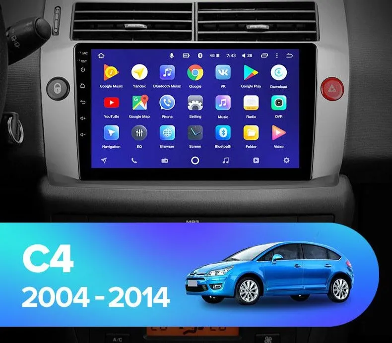 Car Dealz 10.2" Android 10.0 Citroen C4 LA LC C-Triomphe C-Quatre 2004 - 2014 In Dash Plus OEM Fascia