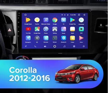 Car Dealz 10.2" Android 10.0 Corolla 11 2012-2016 In Dash Plus OEM Fascia