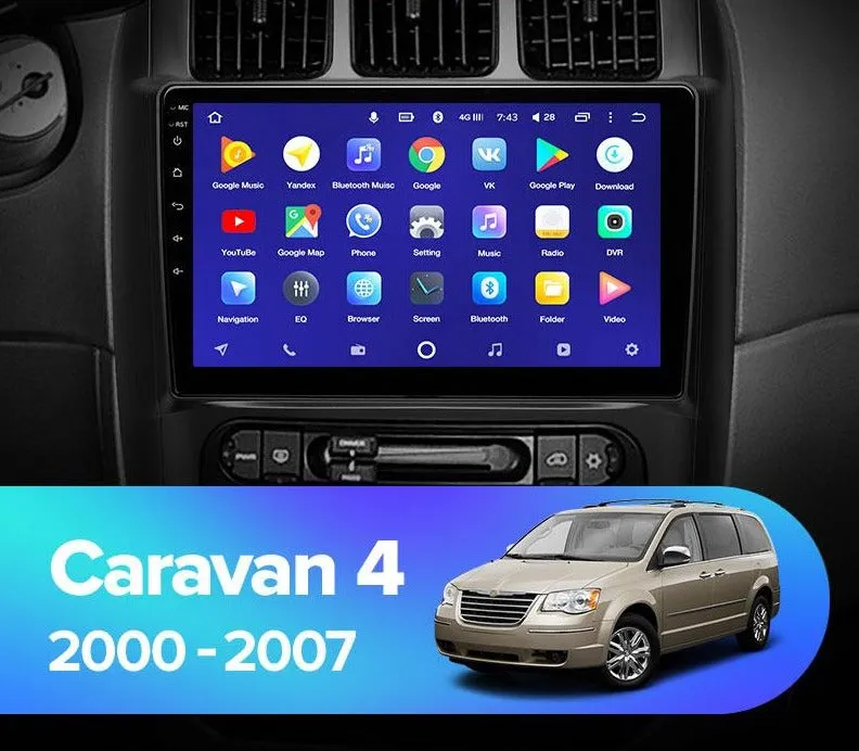 Car Dealz 10.2" Android 10.0 Dodge Caravan 4 2000 - 2007 In Dash Plus OEM Fascia