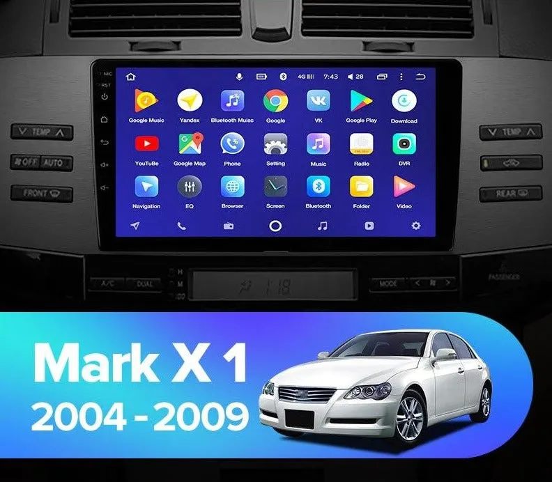 Car Dealz 10.2" Android 10.0 For Toyota Mark X 1 X120 2004 - 2009 Head Unit In Dash Plus OEM Fascia