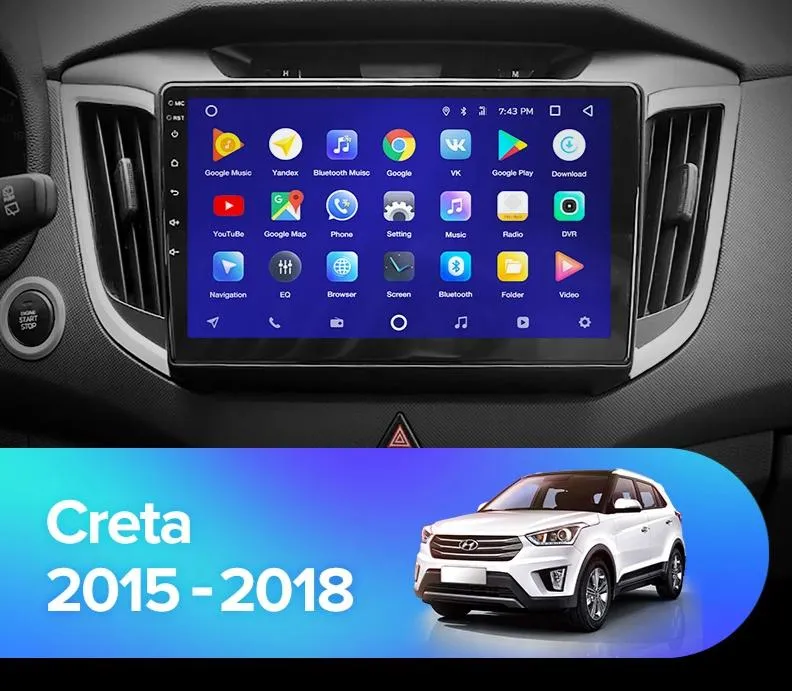 Car Dealz 10.2" Android 10.0 Hyundai Creta IX25 2015-2018 Head Unit In Dash Plus OEM Fascia