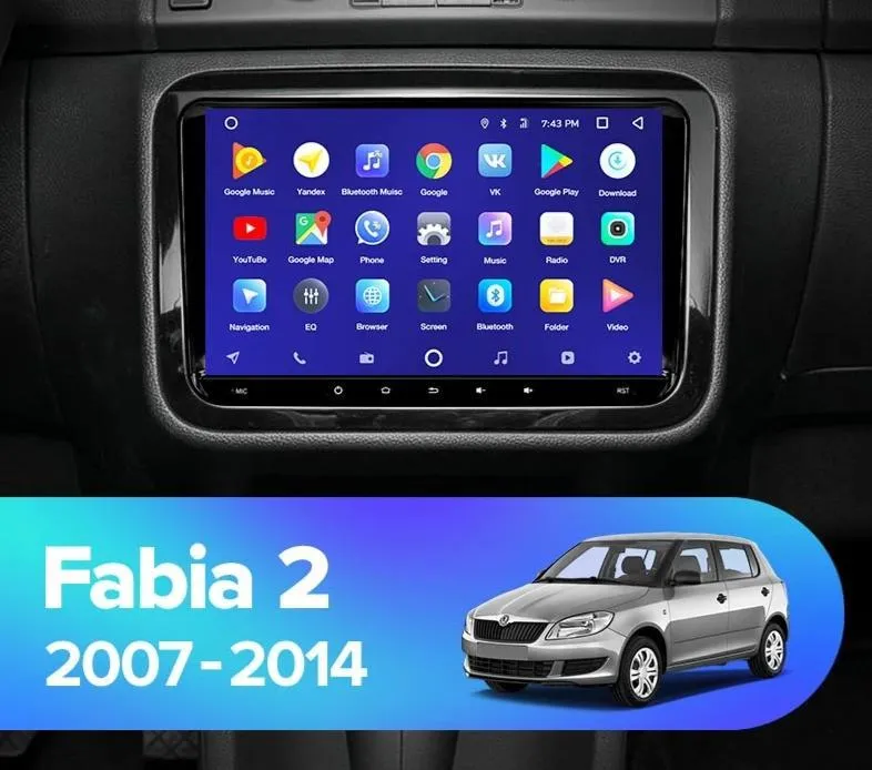 Car Dealz 10.2" Android 10.0 Skoda Fabia 2 2007-2015 In Dash Plus OEM Fascia