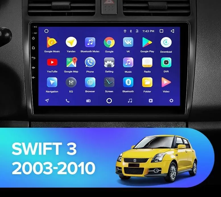 Car Dealz 10.2" Android 10.0 Suzuki Swift 3 2003-2010 w CAM In Dash Plus OEM Fascia