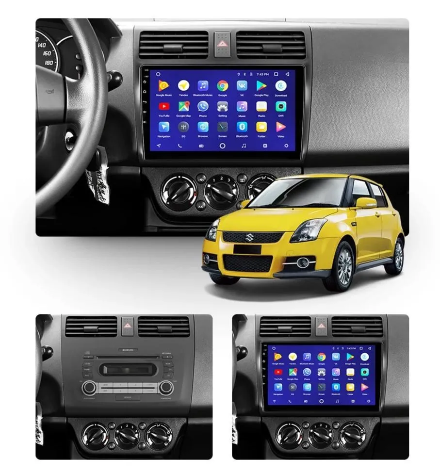 Car Dealz 10.2" Android 10.0 Suzuki Swift 3 2003-2010 w CAM In Dash Plus OEM Fascia