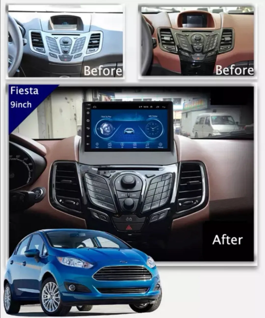 Car Dealz 9" Android 10.0 For Ford Fiesta 2009-2017 In Dash Plus OEM Fascia