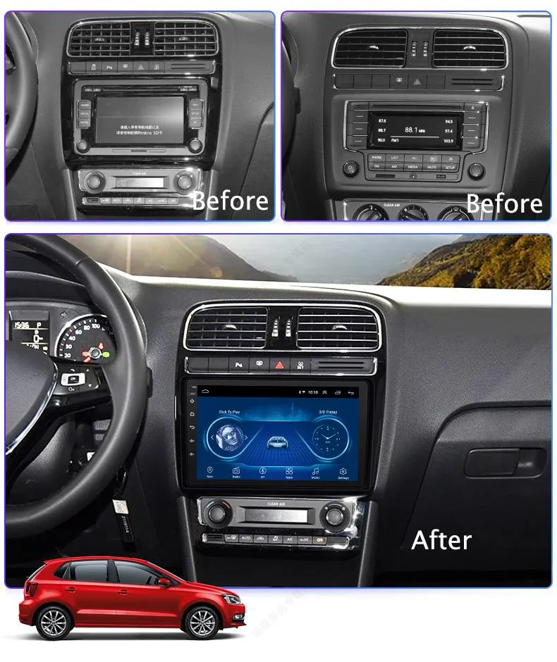 Car Dealz 9" Android 10.0 For Volkswagen POLO 2011-2018 In Dash Plus OEM Fascia