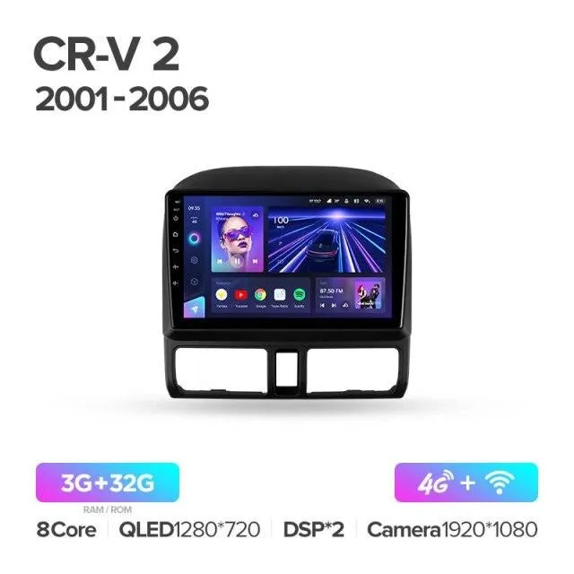 Car Dealz Elite 4G Data Model 10.2" Android 12.0 For Honda CR-V CRV 2 2001 - 2006 In Dash Plus OEM Fascia