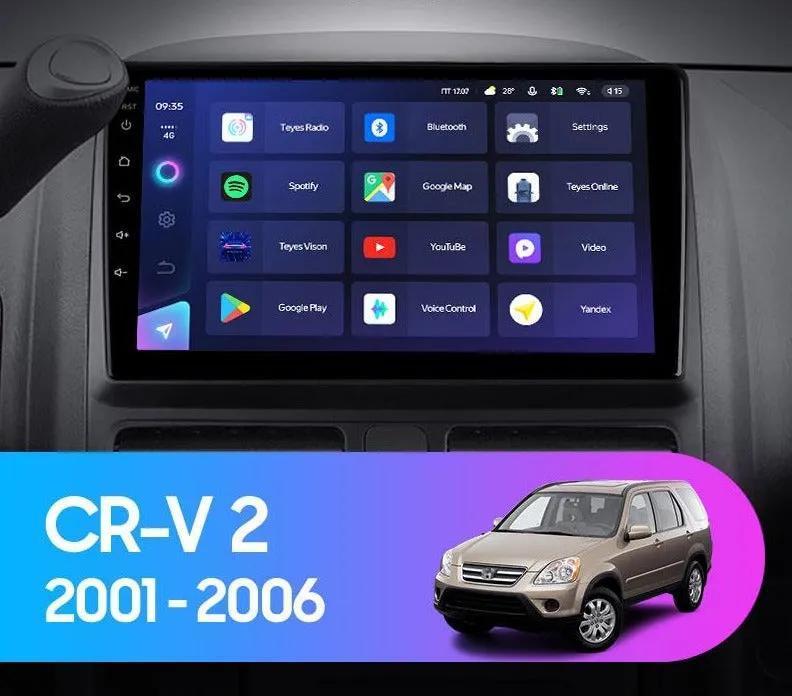 Car Dealz Elite 4G Data Model 10.2" Android 12.0 For Honda CR-V CRV 2 2001 - 2006 In Dash Plus OEM Fascia