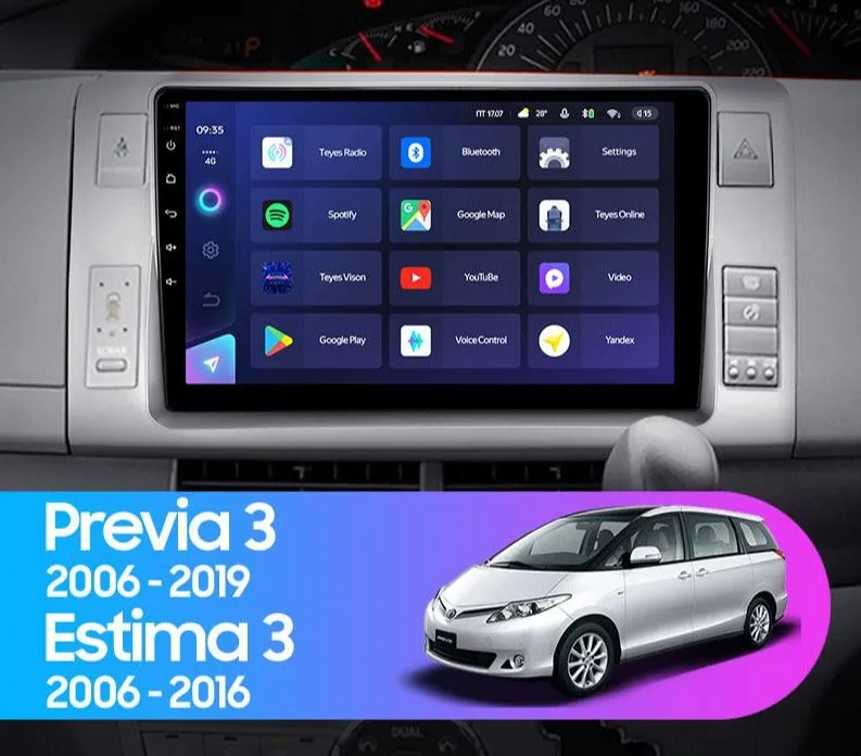 Car Dealz Elite 4G Data Model 10.2" Android 12.0 For Toyota Previa XR50 3 III 2006 - 2019 Estima AHR20 XR50 3 III 2006 - 2016