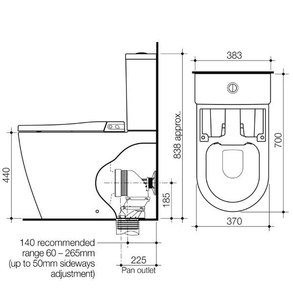 Caroma Urbane II Wall Faced Close Coupled Bidet Suite