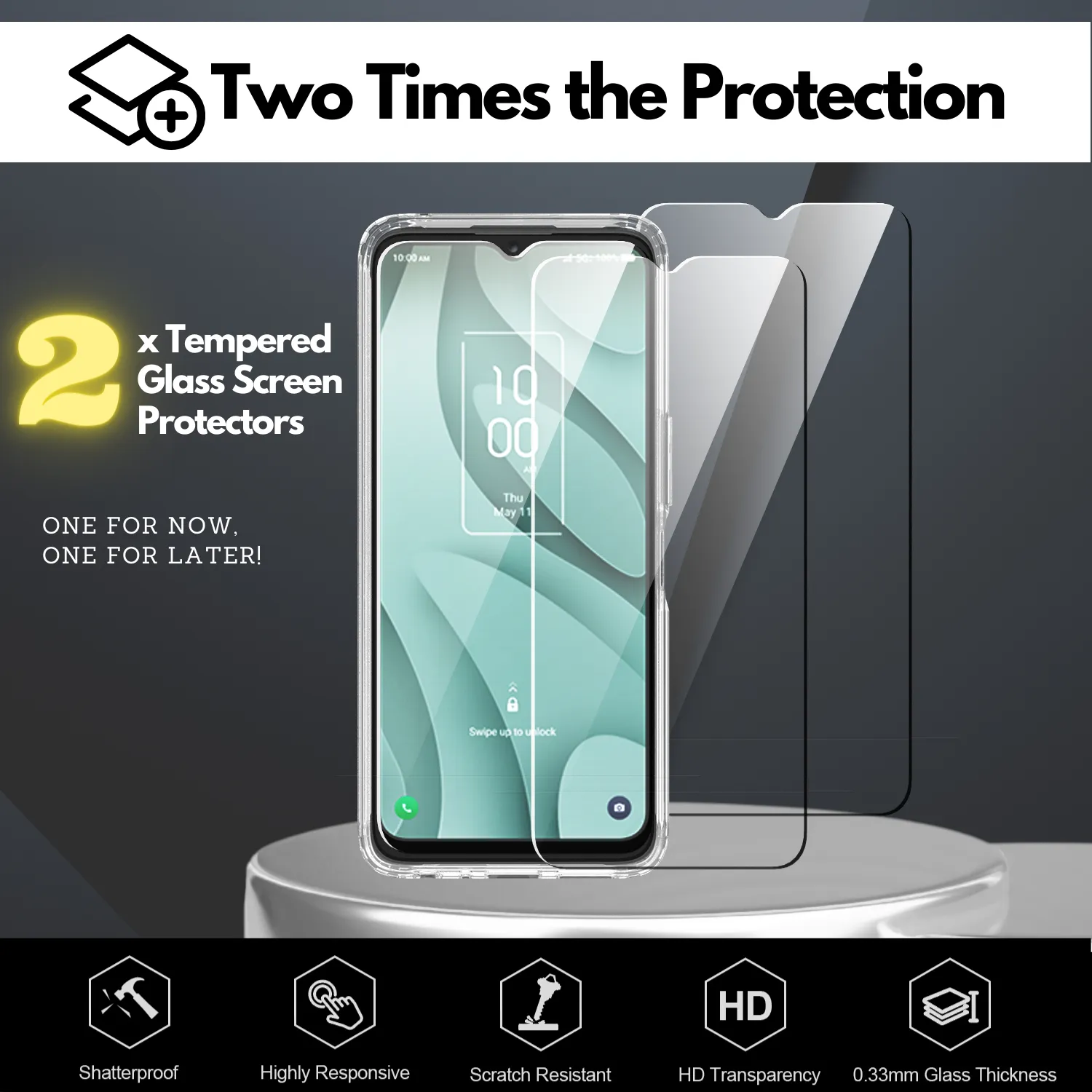 Clear Flex-Gel Case   2x Glass Screen Protector for TCL 40 XE 5G, TCL 40 X 5G