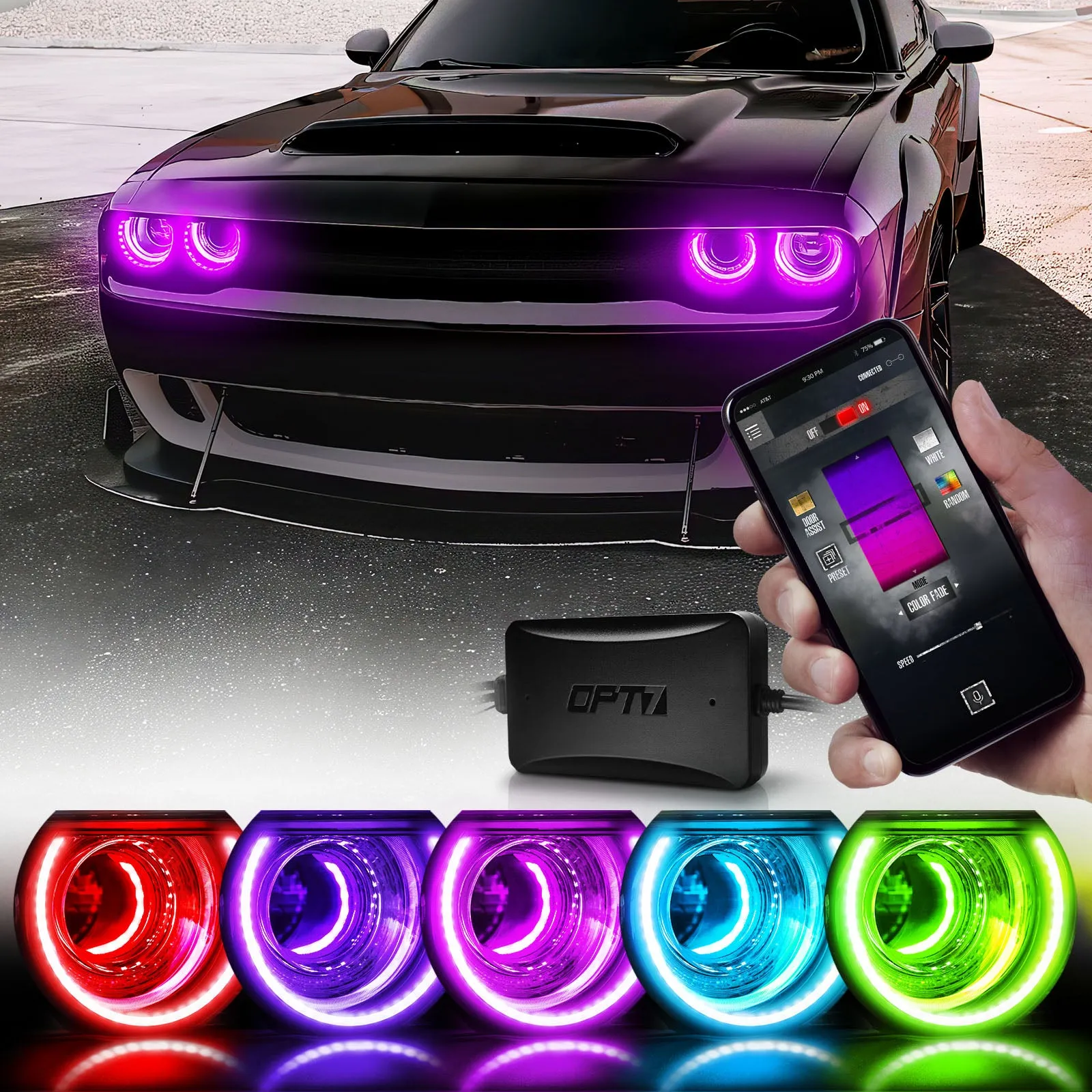 Dodge Challenger 08-23 AURA PRO Bluetooth DRL Halo RGB - Install Friendly