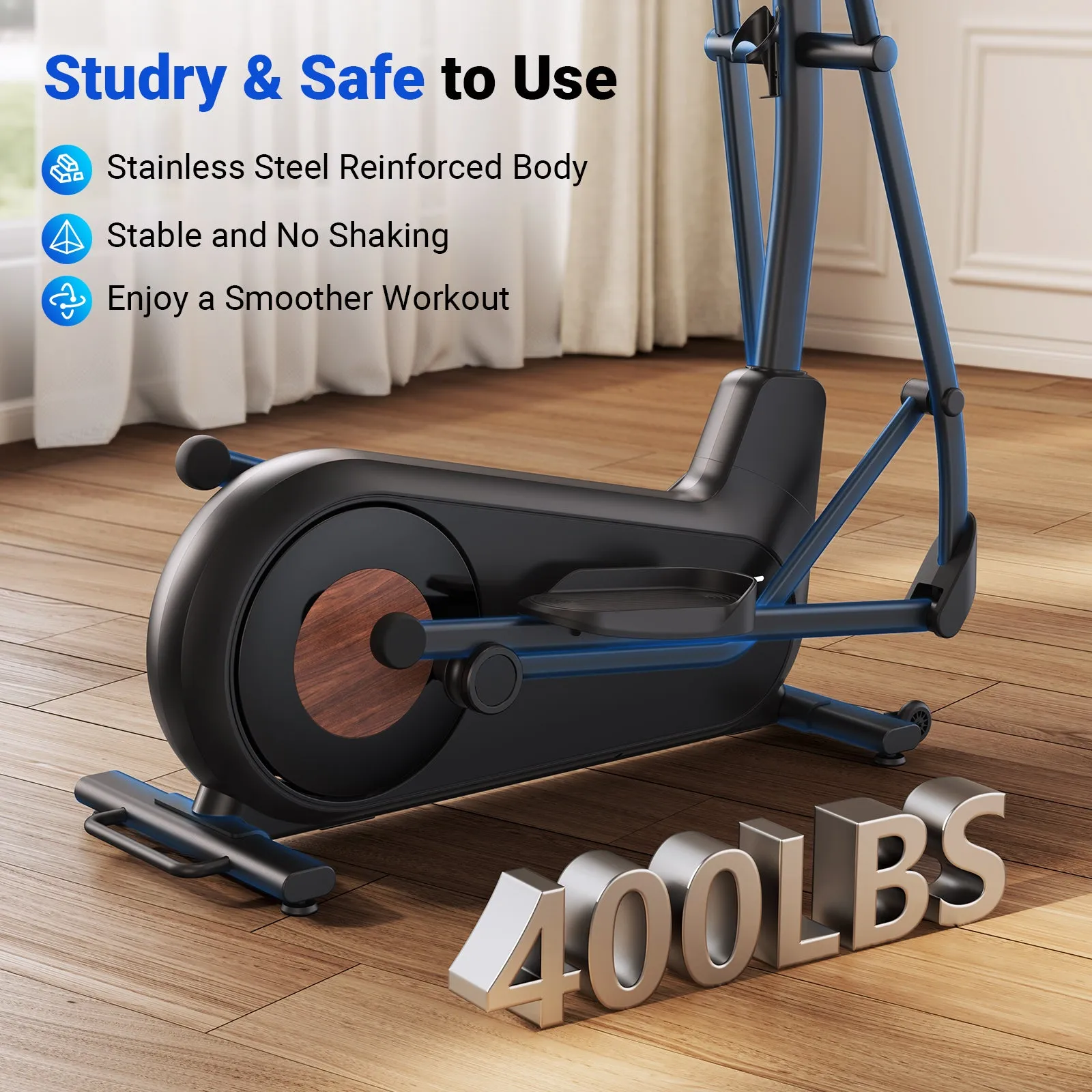 E27 Manual Resistance Elliptical Machine with 470mm Stride