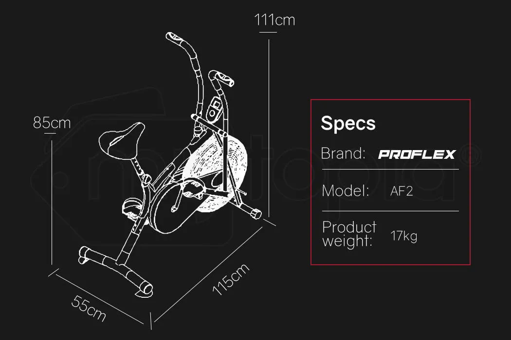 Ergonomic Air Bike Fan Resistance Home Gym Exercise Bicycle, Proflex