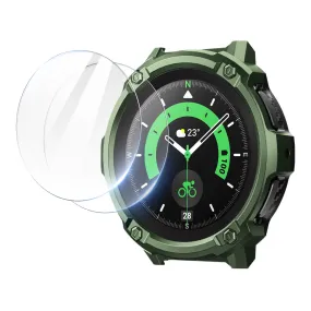 Galaxy Watch5 Pro 45mm Unicorn Beetle Rugged Case with Glass Screen Protectors-Dark Green