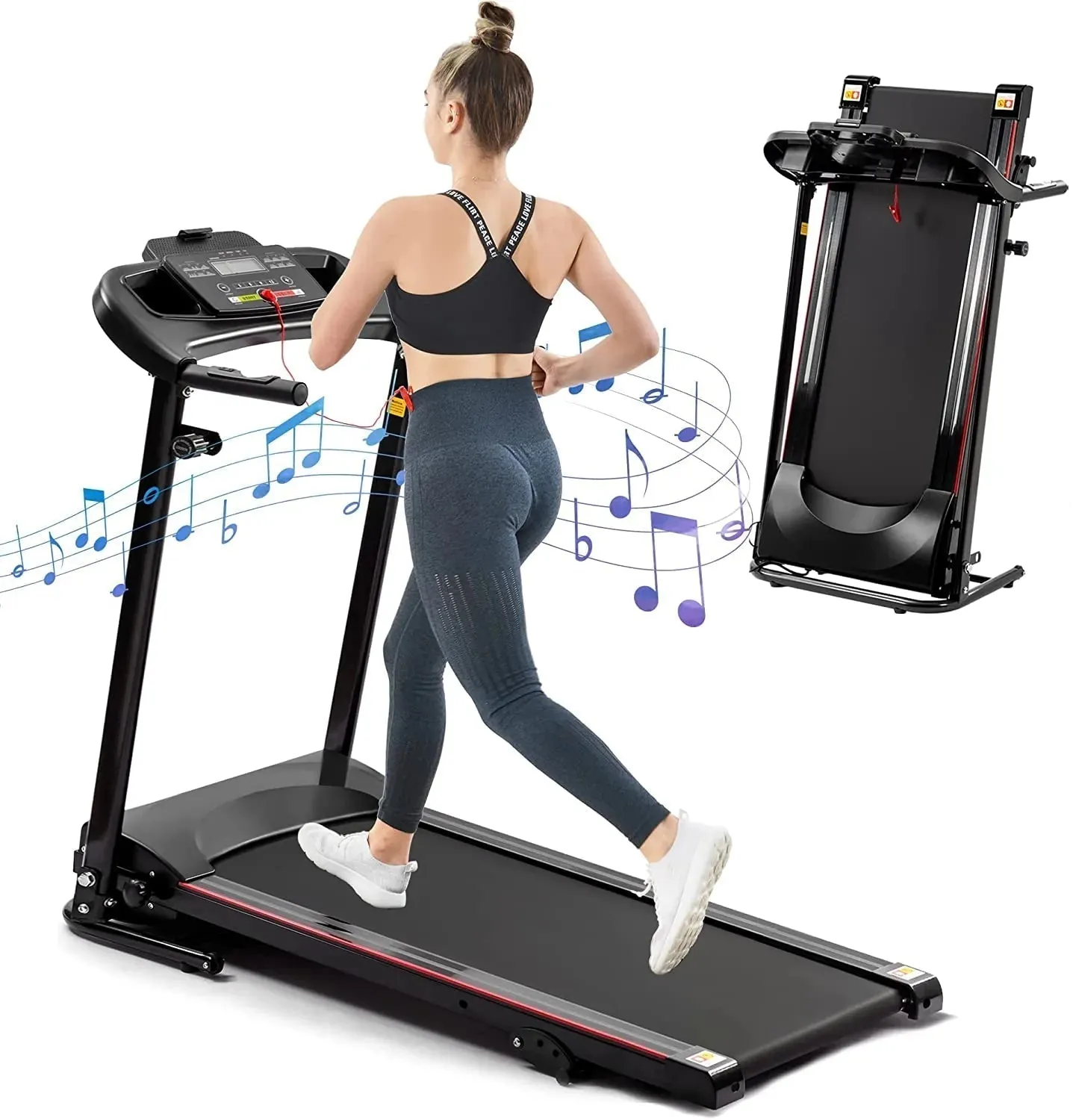 Home Foldable Treadmill with Incline for Home Workout 15 Preset or Adjustable Programs 250 LB Capacity