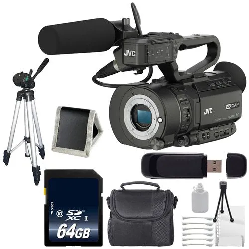 JVC GY-LS300 4KCAM Handheld S35mm Camcorder (International Model) (Body Only)   64GB Memory Card Pro Bundle