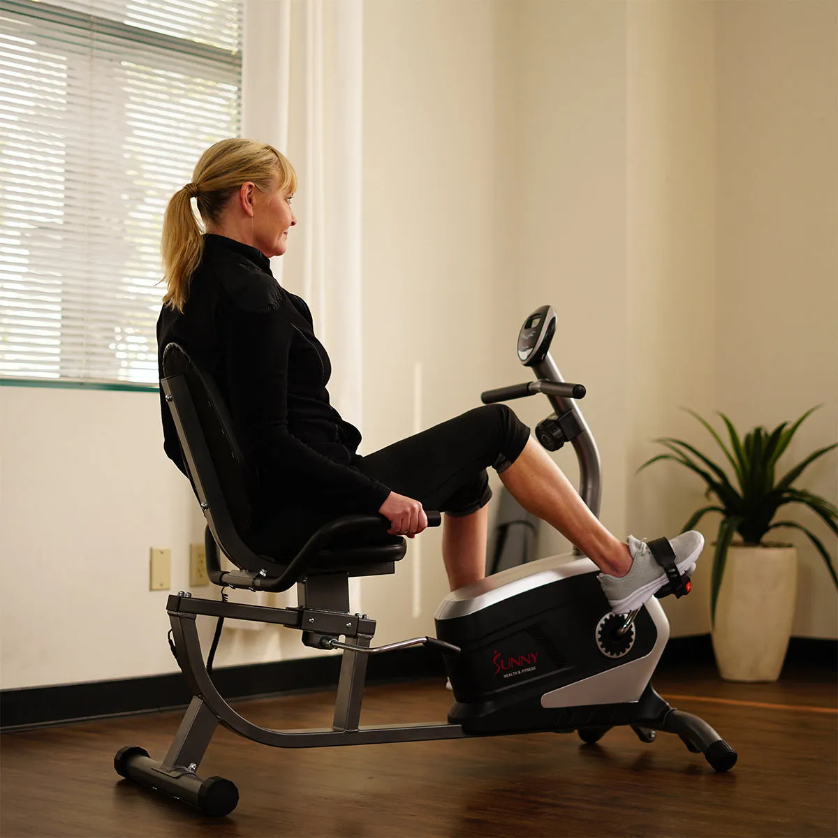 Magnetic Recumbent Exercise Bike, 300 lb Capacity & Adjustable Seat