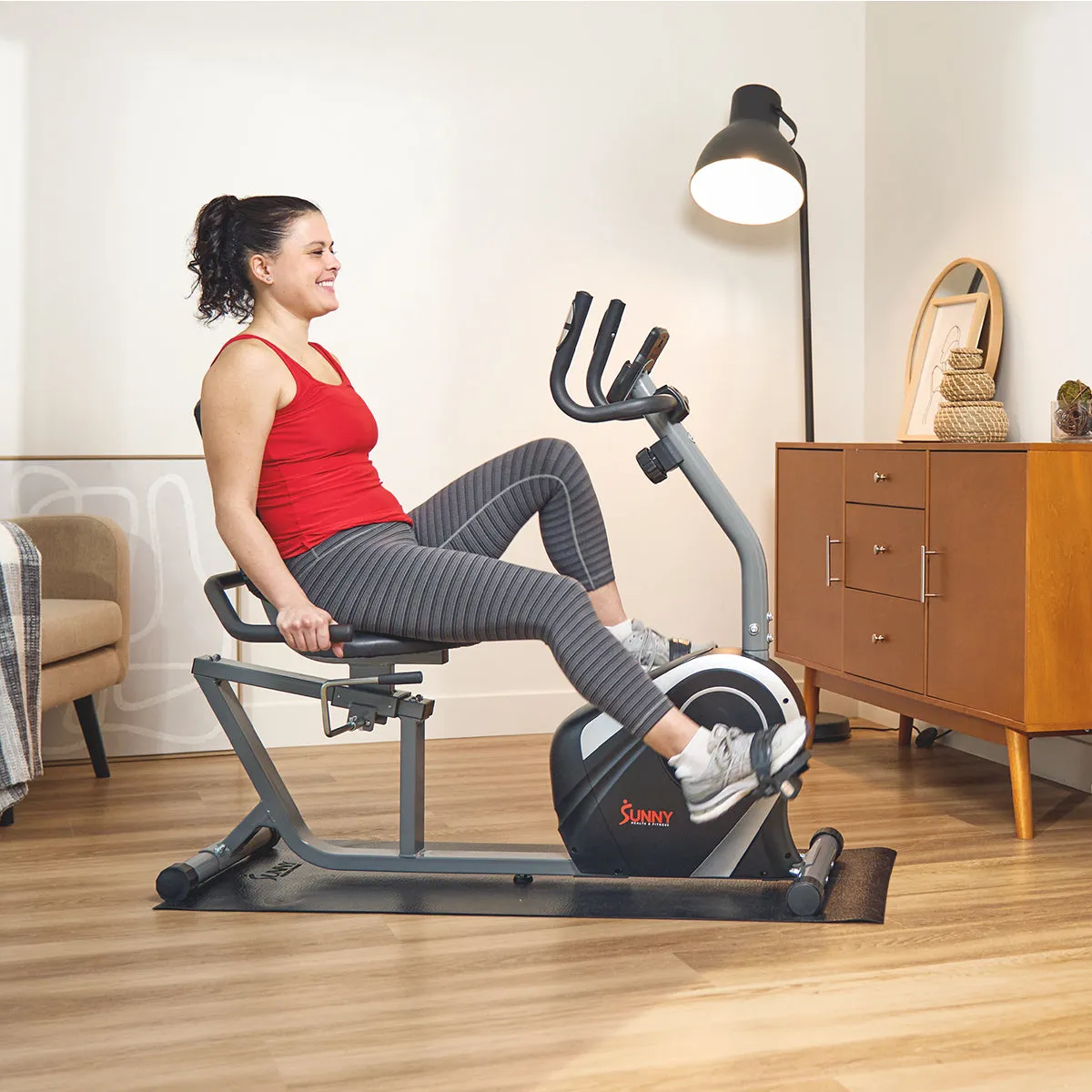 Magnetic Recumbent Exercise Bike with Quick Adjustable Seat , 300 lb Capacity