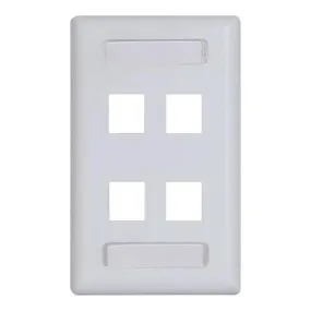 Modular Keystone Faceplate, ID Window, 4 Ports, White