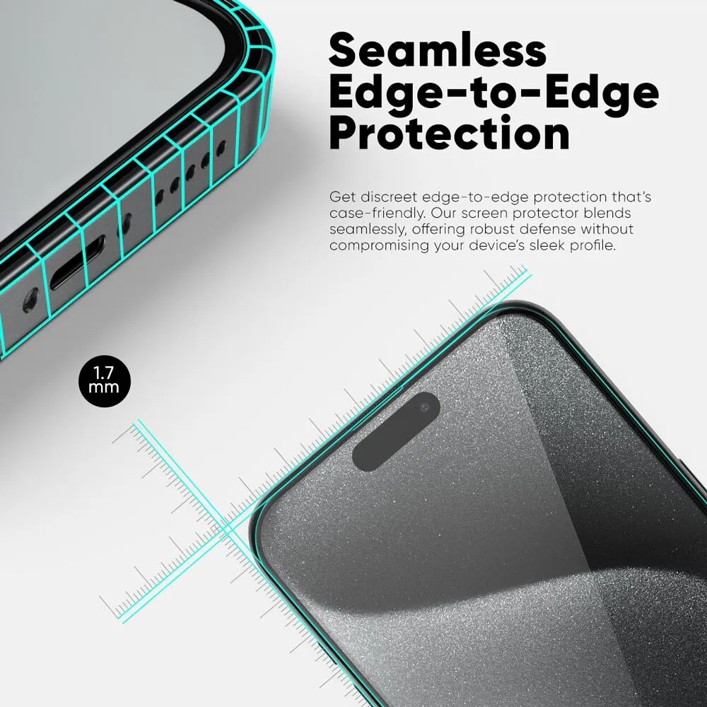 ONETIME PRO NanoArmour iPhone Screen Protector with ClearVue Anti-Reflective Technology: Clear, Anti-Blue Light, Edge-to-Edge Protection, Antimicrobial, Non-Yellowing.