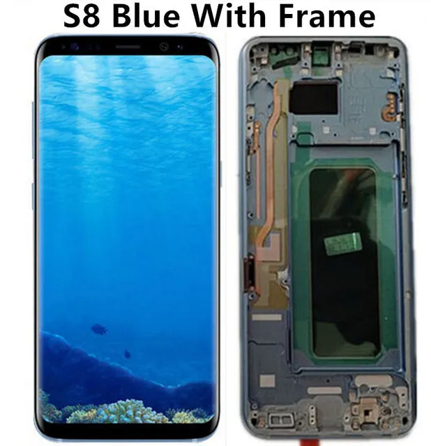 Original Burn-Shadow LCD For Samsung S8 G950 G950U G950F S8 Plus G955 G955F Display Touch Screen Digitizer Assembly With Frame