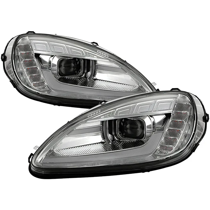 Spyder LED Projectile Headlights Corvette C6 (05-13) [Apex  Series - Sequential LED Turn Signal] Black or Chrome