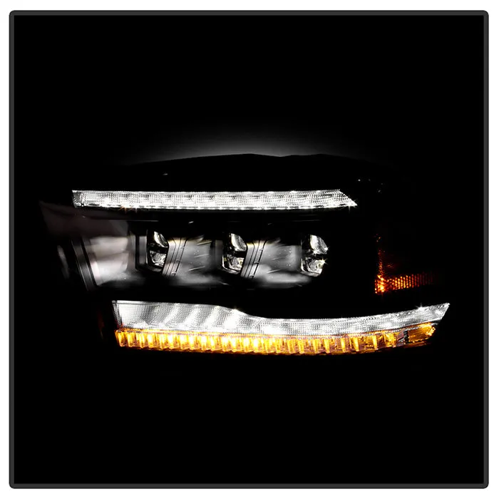 Spyder LED Projectile Headlights Dodge Ram 1500 (09-18) 2500/3500 (10-19) Halogen Model [Apex  Series - Sequential LED Turn Signal] Black