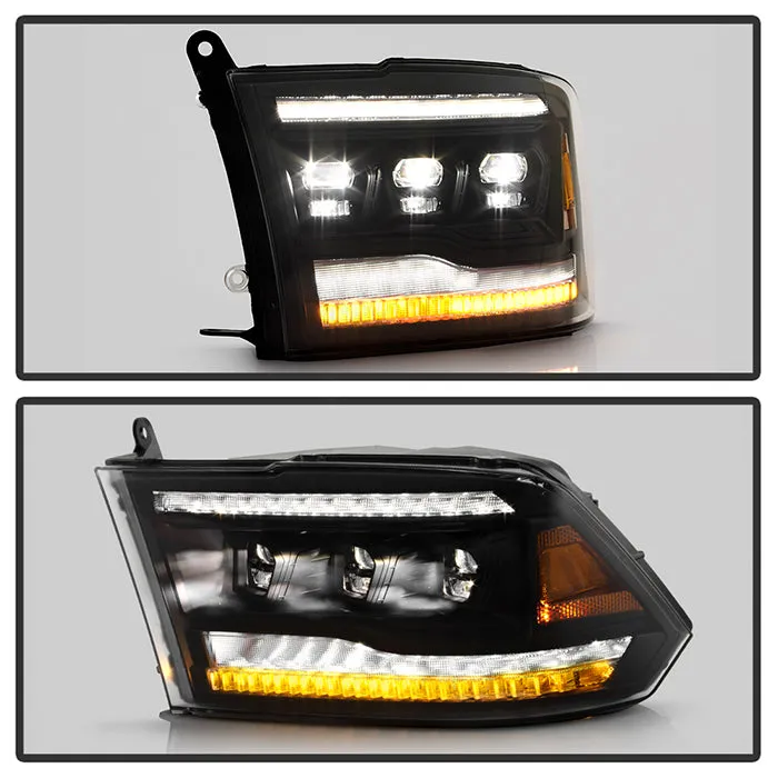 Spyder LED Projectile Headlights Dodge Ram 1500 (09-18) 2500/3500 (10-19) Halogen Model [Apex  Series - Sequential LED Turn Signal] Black