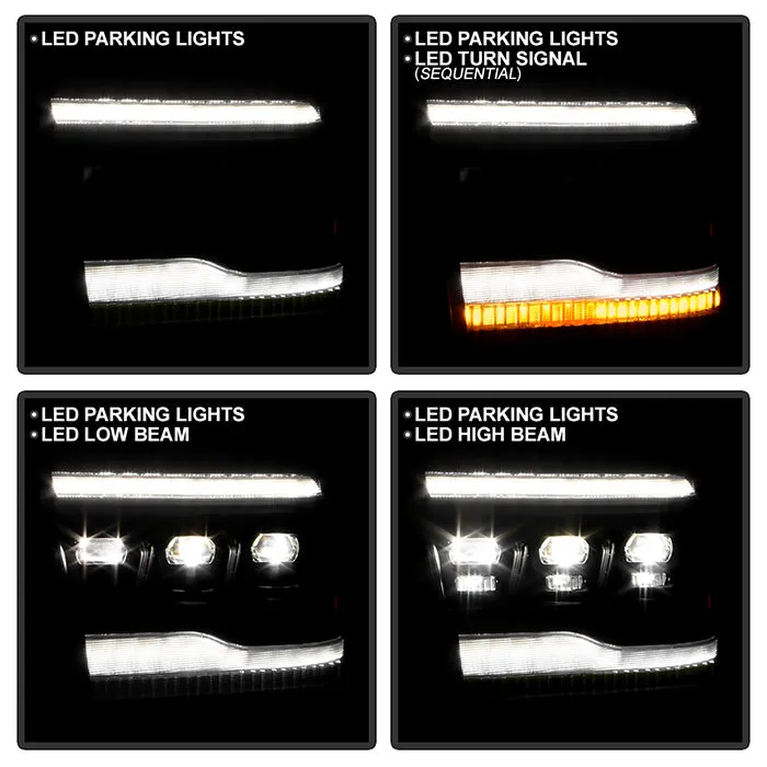 Spyder LED Projectile Headlights Dodge Ram 1500 (13-18) 2500/3500 (13-19) Halogen Model [Apex  Series - Sequential LED Turn Signal] Black