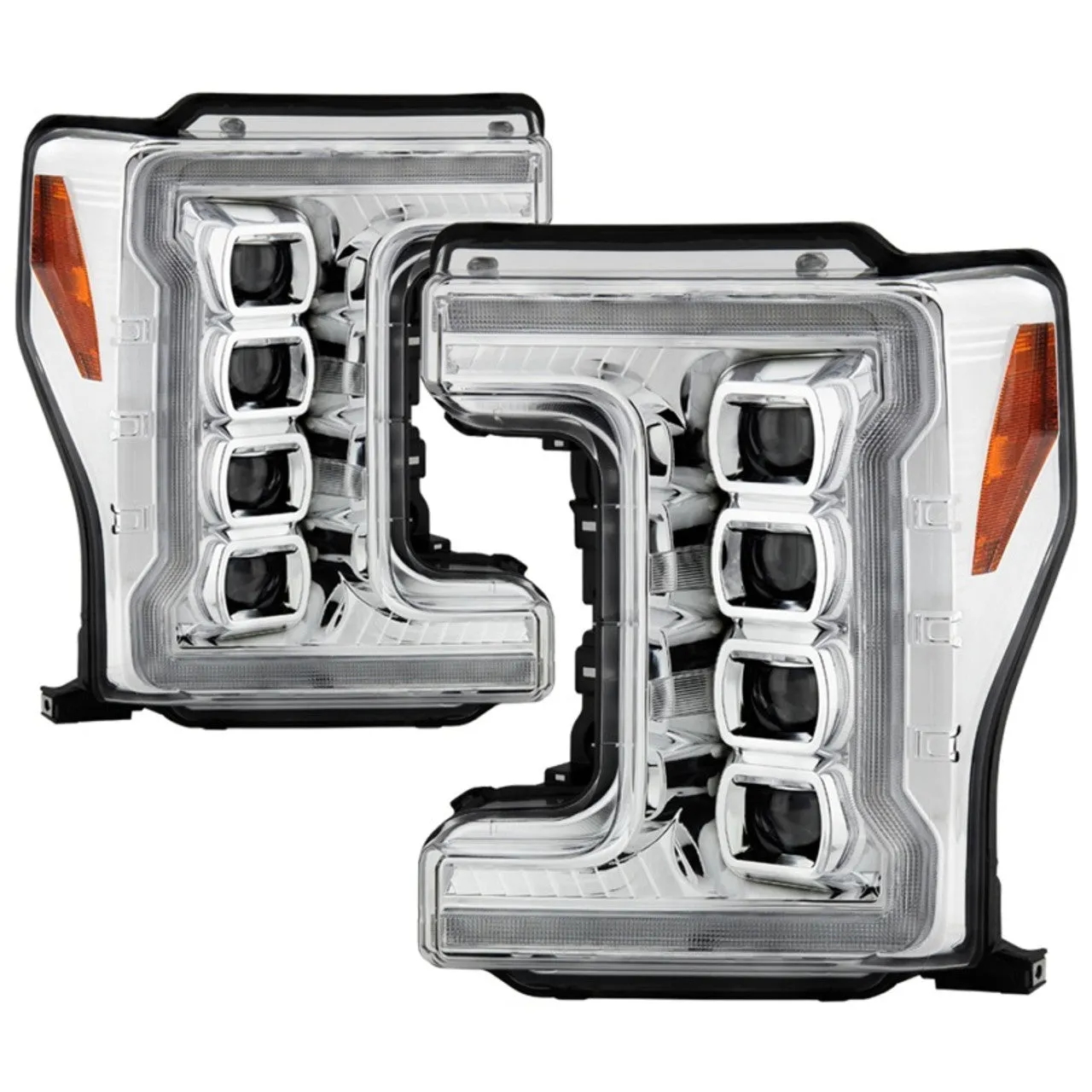 Spyder LED Projectile Headlights Ford F250/F350/F450 Super Duty (17-19 ) Halogen Model [Apex  Series - Sequential LED Turn Signal] Black or Chrome