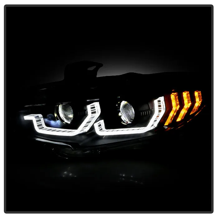 Spyder LED Projectile Headlights Honda Civic (16-20) Halogen Model [Apex  Series - Sequential LED Turn Signal] Black