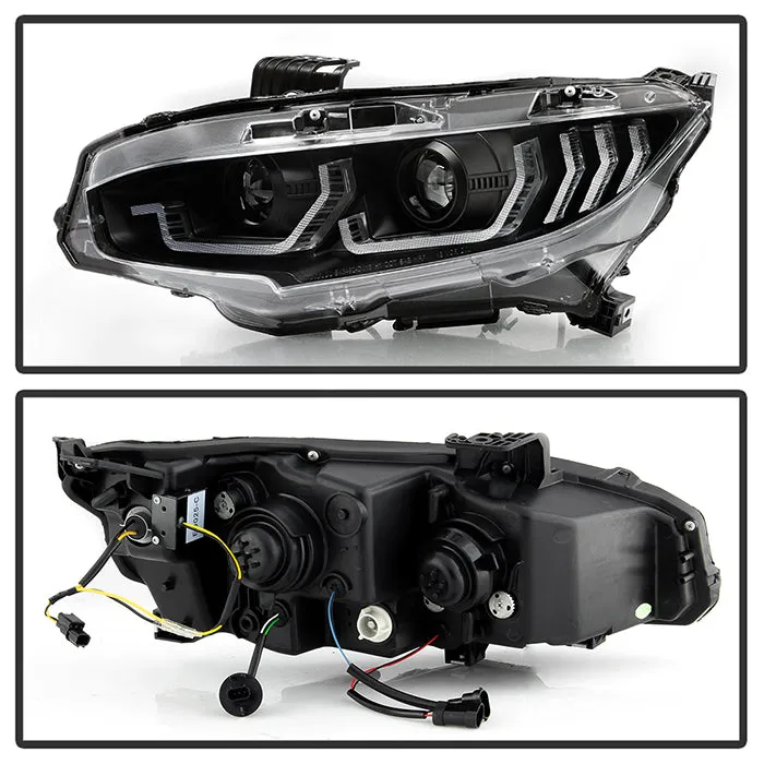 Spyder LED Projectile Headlights Honda Civic (16-20) Halogen Model [Apex  Series - Sequential LED Turn Signal] Black