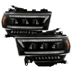 Spyder LED Projector Headlights Ram 2500/3500 (19-22) Halogen Model [Apex Series w/ Sequential LED Turn Signal] Black