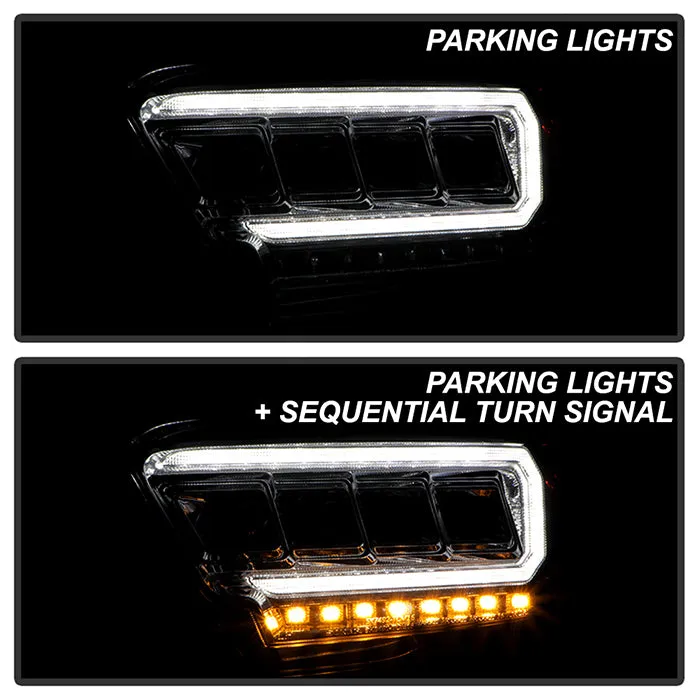 Spyder LED Projector Headlights Toyota Tacoma (16-22) Halogen Model [Apex  Series - Sequential LED Turn Signal] Black or Chrome