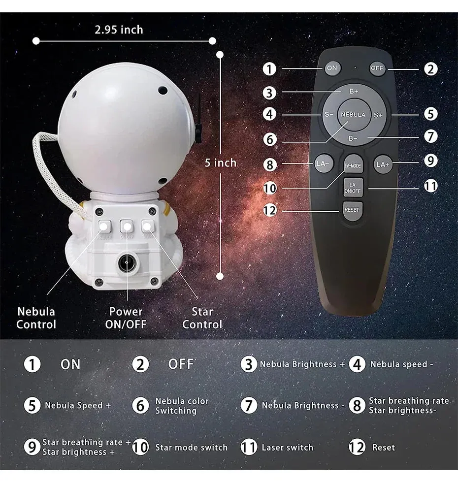 Star Projector Galaxy Night Light Astronaut