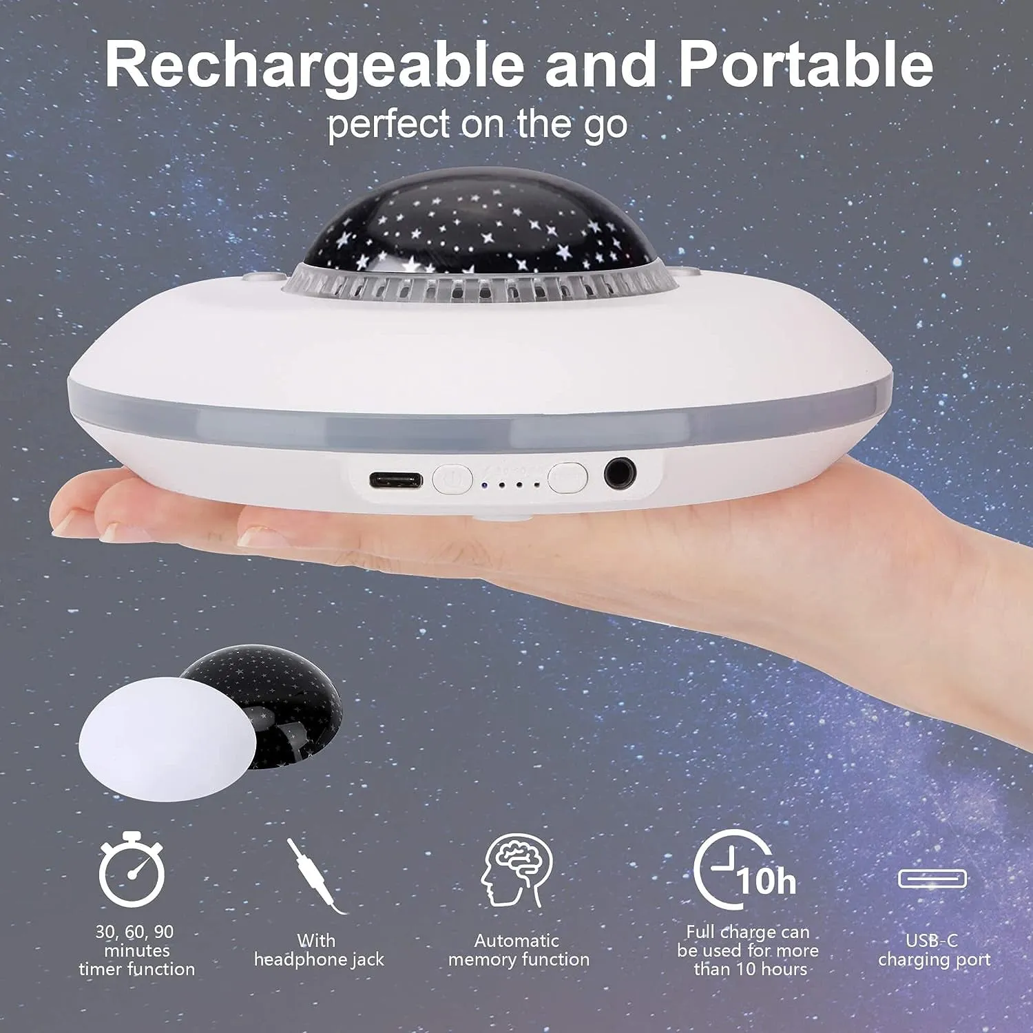 White Noise Machine for Sleeping Baby Kids – Adult Sound Machine with Night Light, Starry Ambient Light, 28 Soothing Sounds, Portable Sleep Noise Maker for Home Travel Bedroom Nursery Decor