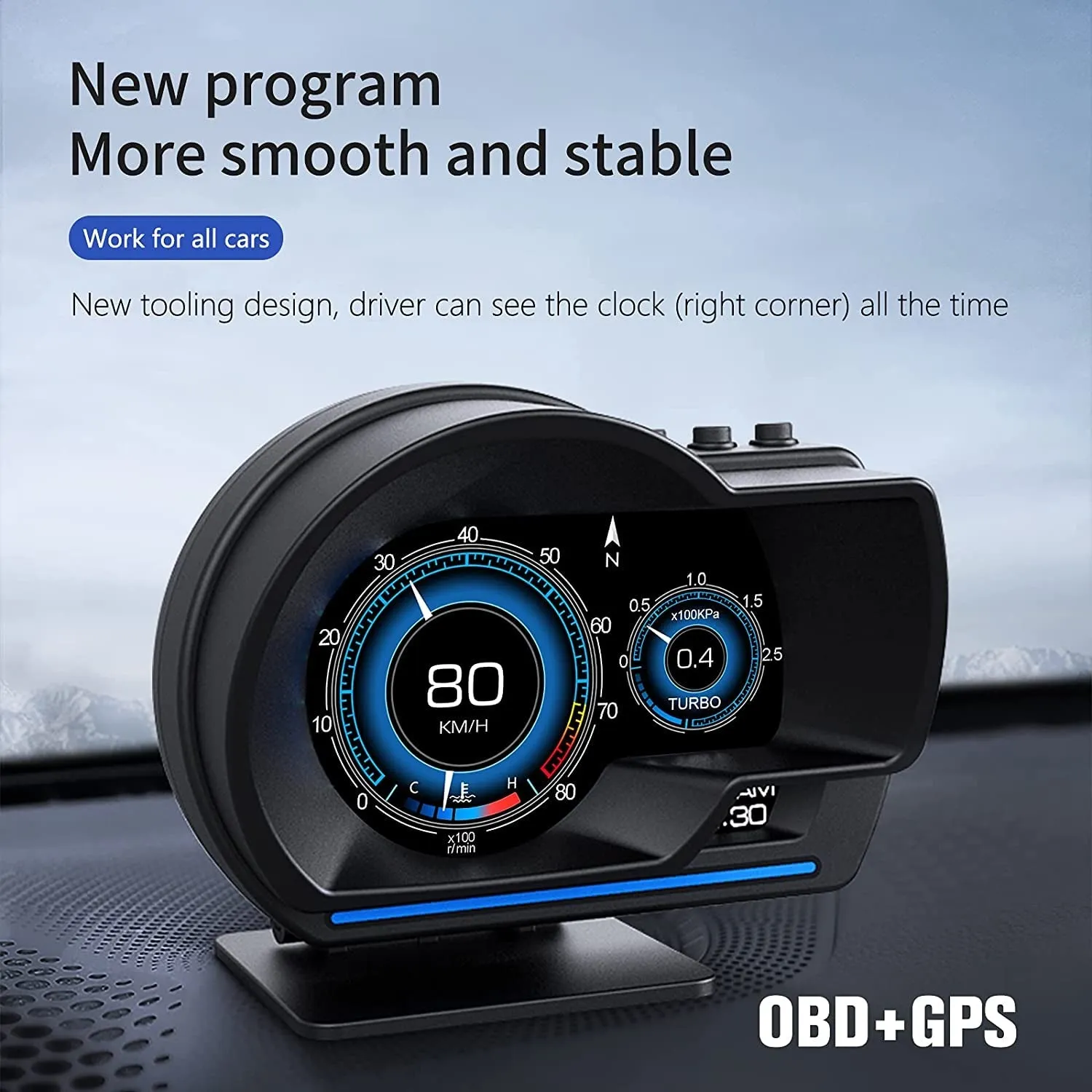 Wiiyii Car HUD Head up Display P6, OBD GPS Smart Gauge, Works Great for Most Cars (190 Grams)